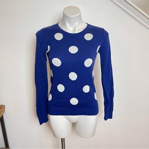 Banana Republic blue and white polka dot sweater size XS